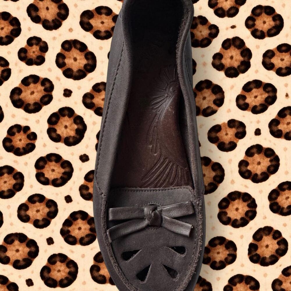 New‎ Boc Born 6.5 boho Brown leather ballet flats with bow detail Cottage Core